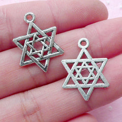Sacred Geometry Charms Star of David Hexagram Charm (10pcs / 16mm x 21mm / Tibetan Silver) Jewish Hebrew Judaica Judaism Jewellery CHM1769