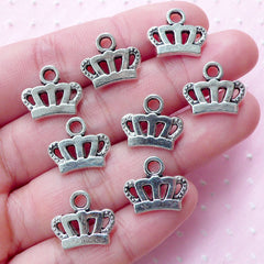 CLEARANCE Silver Crown Charms (8pcs / 15mm x 13mm / Tibetan Silver) Princess Jewellery Crown Drop Bracelet Necklace Earrings Favor Decoration CHM1782