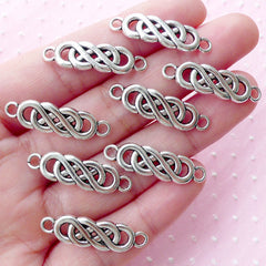 Double Infinity Connector Charm (8pcs / 8mm x 28mm / Tibetan Silver) Love Charm Valentines Day Wedding Jewelry Bracelet Link Charm CHM1791