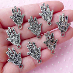 Khamsa Hand Charm Hamsa Palm Charm (8pcs / 14mm x 22mm / Tibetan Silver) Hand of Fatima Charm Judaica Judaism Jewelry Religion Charm CHM1793