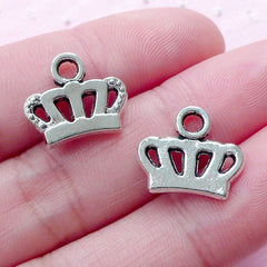 CLEARANCE Silver Crown Charms (8pcs / 15mm x 13mm / Tibetan Silver) Princess Jewellery Crown Drop Bracelet Necklace Earrings Favor Decoration CHM1782