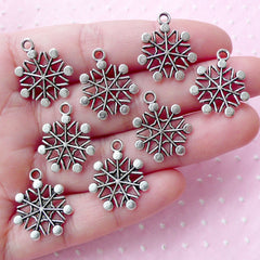 CLEARANCE Silver Snow Flake Charms (8pcs / 17mm x 20mm / Tibetan Silver / 2 Sided) Christmas Charm Favor Decoration Gift Packaging Wine Charm CHM1786