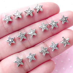 CLEARANCE Tiny Star Beads (15pcs / 7mm / Tibetan Silver / 2 Sided) Mini Hole Metal Bead Loose Bead Celestial Jewelry Bracelet Necklace Beading CHM1802