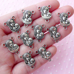 Mother and Baby Connector Charms (10pcs / 14mm x 17mm / Tibetan Silver) Baby Shower Decoration Favor Charm Mom Mothers Day Jewelry CHM1795