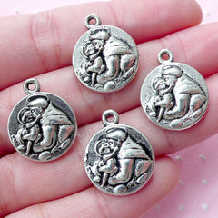 Mother and Daughter Cameo Charms (4pcs / 16mm x 20mm / Tibetan Silver / 2 Sided) Baby Shower Favor Charm Jewellery for Mom Keychain CHM1796