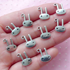 Kawaii Rabbit Charms Cute Bunny Charm (10pcs / 10mm x 13mm / Tibetan Silver) Animal Jewelry Easter Party Decor Favor Charm Bracelet CHM1813