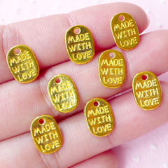 CLEARANCE Gold Made with Love Tag Charms (8pcs / 8mm x 11mm) Gift Packaging Supplies Handmade Product Decoration Party Favor Charm Wedding CHM1822