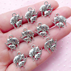 CLEARANCE Elephant Mother and Child Charms (10pcs / 14mm x 15mm / Tibetan Silver / 2 Sided) Family New Baby Jewellery for Mother Baby Shower CHM1828