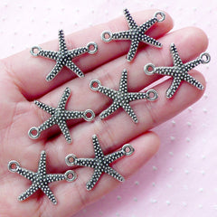 Starfish Connector Charms (7pcs / 25mm x 20mm / Tibetan Silver) Seastar Sea Star Fish Pendant Beach Jewelry Bracelet Link Charm CHM1831