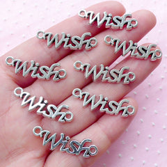 Wish Connector Charm Link (8pcs / 8mm x 28mm / Tibetan Silver) Word Message Text Charm Bracelet Necklace Pendant Birthday Gift Charm CHM1837