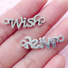 Wish Connector Charm Link (8pcs / 8mm x 28mm / Tibetan Silver) Word Message Text Charm Bracelet Necklace Pendant Birthday Gift Charm CHM1837