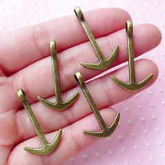 Nautical Anchor Charms (5pcs / 18mm x 30mm / Antique Bronze / 2 Sided) Bracelet Link Charm Necklace Boat Yacht Ship Bookmark Charm CHM1819