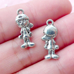 Little Boy Charms (8pcs / 8mm x 18mm / Tibetan Silver / 2 Sided) Baby Shower Favor Charm Party Decoration Family Charm Gift for Mom CHM1830