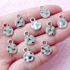 CLEARANCE Blank Round Tag Charms (10pcs / 10mm x 14mm / Tibetan Silver / 2 Sided) Stamping Charm Tag Drop Add On Charm Initial Charm Making CHM1834