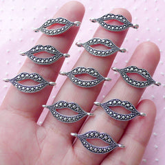 CLEARANCE Open Mouth Link Charms Lips Connector Charm (10pcs / 10mm x 25mm / Tibetan Silver) Happy Smile Dental Kiss Love Bracelet Necklace CHM1862