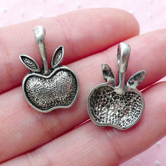 Silver Apple Charms (7pcs / 14mm x 21mm / Tibetan Silver) New York Teacher School Snow White Forbidden Fruit Charm Bookmark Charm CHM1866