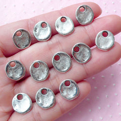 Stamping Charm Blank Tag Charms (12pcs / 11mm x 12mm / Tibetan Silver / 2 Sided) Round Tag Drop Personalized Handstamp Initial Charm CHM1861