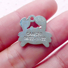 Cancer Enamel Charm Horoscope Charm (1 piece / 18mm x 17mm / Silver) Astrology Zodiac Charm Personalized Jewellery Birthday Favor CHM1919