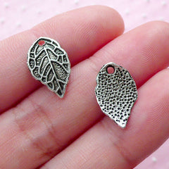 CLEARANCE Leaf Drop Floral Charms (15pcs / 10mm x 16mm / Tibetan Silver) Add On Charm Bracelet Necklace Earrings Purse Charm Key Chain Charm CHM1933