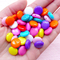 CLEARANCE Round Flat Acrylic Beads Chocolate Candy Charms (20pcs / 12mm / Mix Color) Colorful Plastic Bead Chunky Bubblegum Bubble Gum Gumball CHM1957