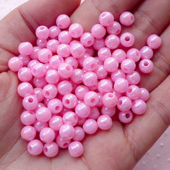 Gumball Round Ball Beads (6mm / AB Pink / 100pcs) Sparkle Beads Plastic Bead Acrylic Chunky Bubble Gum Jewellery Bubblegum Necklace CHM1962