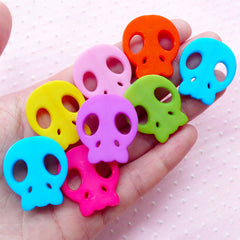 Skull Acrylic Beads Colorful Charms (10pcs / 24mm x 28mm / Mix Color) Cute Plastic Bead Kawaii Chunky Jewelry Gum Ball Bubblegum CHM1954