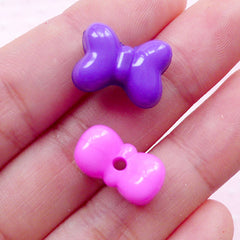 Colorful Bow Acrylic Beads Bowtie Plastic Charms (10pcs / 15mm x 11mm / Mix Color) Chunky Bracelet Bubble Gum Gumball Bubblegum Bead CHM1958