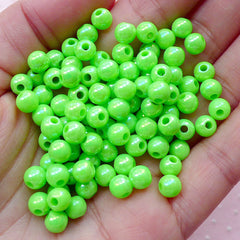 Round Ball Beads (6mm / AB Green / 100pcs) Luster Beads Bubblegum Bead Plastic Bead Acrylic Bead Chunky Gumball Bubble Gum Necklace CHM1960