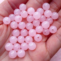 Translucent Round Jelly Ball Beads (8mm / Pink / 50pcs) Acrylic Bead Plastic Bead Chunky Bubblegum Bubble Gum Gumball Jewellery CHM1977