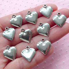 Small Heart Charms Love Drop (10pcs / 14mm x 16mm / Tibetan Silver / 2 Sided) Wedding Party Supplies Valentines Day Gift Decoration CHM1979