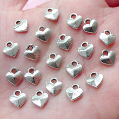 Super Tiny Heart Charms (20pcs / 8mm x 8mm / Tibetan Silver / 2 Sided) Wedding Favor Decoration Valentines Day Jewellery Love Charm CHM1985
