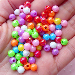 Colorful Round Ball Beads (6mm / 100pcs / Mix Color) AB Color Plastic Bead Chunky Acrylic Bead Gumball Bubble Gum Bubblegum Bracelet CHM1967