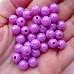 8mm AB Black Acrylic Beads Iridescent Beads Round Rainbow Gumball Bubblegum  Beads 50pcs 