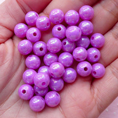 Fairy Kei Jewellery Making / 6mm Round Pastel Beads (Purple