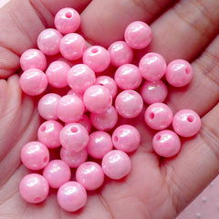 Round Ball Beads (8mm / AB Pink / 50pcs) Luster Beads Bubblegum Bead Plastic Bead Acrylic Bead Chunky Gumball Bubble Gum Necklace CHM1974