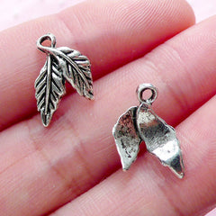 Tiny Leaves Charms (12pcs / 12mm x 13mm / Tibetan Silver) Floral Jewelry Nature Flower Necklace Bracelet Add On Charm Leaf Drops CHM1987
