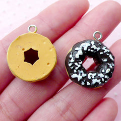 CLEARANCE Dollhouse Doughnut Charm Miniature Donut Cabochon w/ Eye Pin (2pcs / 20mm x 24mm / Chocolate) Kawaii Sweets Charm DIY Phone Charm CHM1996