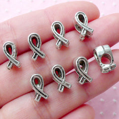 CLEARANCE Awareness Ribbon Beads (8pcs / 6mm x 11mm / Tibetan Silver / 2 Sided) Cancer Fight Symbol Hope Support Troops European Bracelet CHM1990