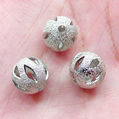 Silver Ball Bead / Hollow Bead (3pcs / 10mm) Small Hole Bead Loose Metal Bead Round Spacer Chunky Bracelet Necklace Earrings Jewelry CHM2053