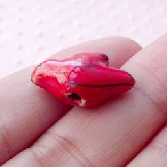 Dove Ceramic Beads / Porcelain Bird Bead (2pcs / 19mm x 14mm / Red / 2 Sided) Animal Pottery Bead Focal Bead Bird Pendant Decoration CHM2067