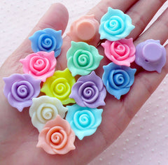 Acrylic Rose Beads Floral Bead (21mm / Pastel Color / 10pcs) Fairy Kei Loose Plastic Bead Focal Bead Kawaii Chunky Decora Jewellery CHM2094
