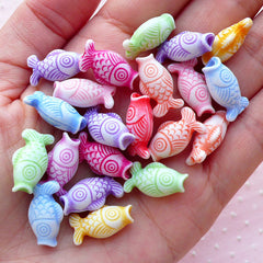 Fish Acrylic Beads with Antique Finish (9mm x 17mm / Assorted Color / 15pcs) Goldfish Marine Life Animal Focal Bead Etched Bead CHM2096