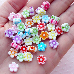 Tiny Acrylic Flower Beads / Mini Floral Acrylic Bead (9mm / Mixed Color / 40pcs) Small Hole Bead Spring Jewelry Bracelet Necklace CHM2101