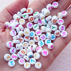 Acrylic Gold Alphabet Letter Beads, SQUARE Charms 4.5mm ABC Gold on White  Letter Beads Same Day Dispatch 