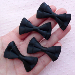 CLEARANCE Black Fabric Bows / Satin Ribbon Bow Ties / Double Bowties (4pcs / 43mm x 25mm / Black) Wedding Supplies Favor Decoration Scrapbooking B005