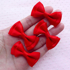 Red Satin Ribbon Bows / Double Bow Ties / Fabric Ribbon (4pcs / 43mm x 25mm / Red) Wedding Card Making Packaging Supplies DIY Hair Clip B007
