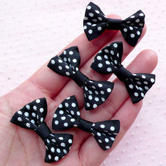 CLEARANCE Black and White Polka Dot Bows / Grosgrain Ribbon Bow Tie Applique / Fabric Bowties (5pcs / 35mm x 25mm / Black & White) Hairbow Making B019