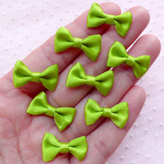 Satin Ribbon Bowties / Little Fabric Bows (8pcs / 20mm x 12mm / Spring Green) Cell Phone Deco Party Supplies Sewing Jewellery Making B026