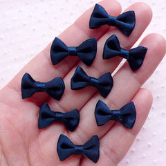 Satin Bows / Small Fabric Ribbon Bow Ties (8pcs / 20mm x 12mm / Dark Navy Blue) Wedding Party Decoration Card Making Packaging Sewing B031