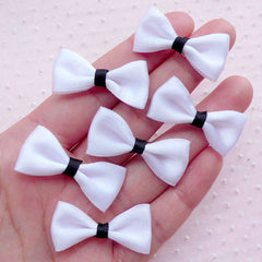Black and White Satin Ribbon Bow Ties / Fabric Bows / Bowties (6pcs / 32mm x 16mm) Hair Accessories Hairbow Making Wedding Decoration B032